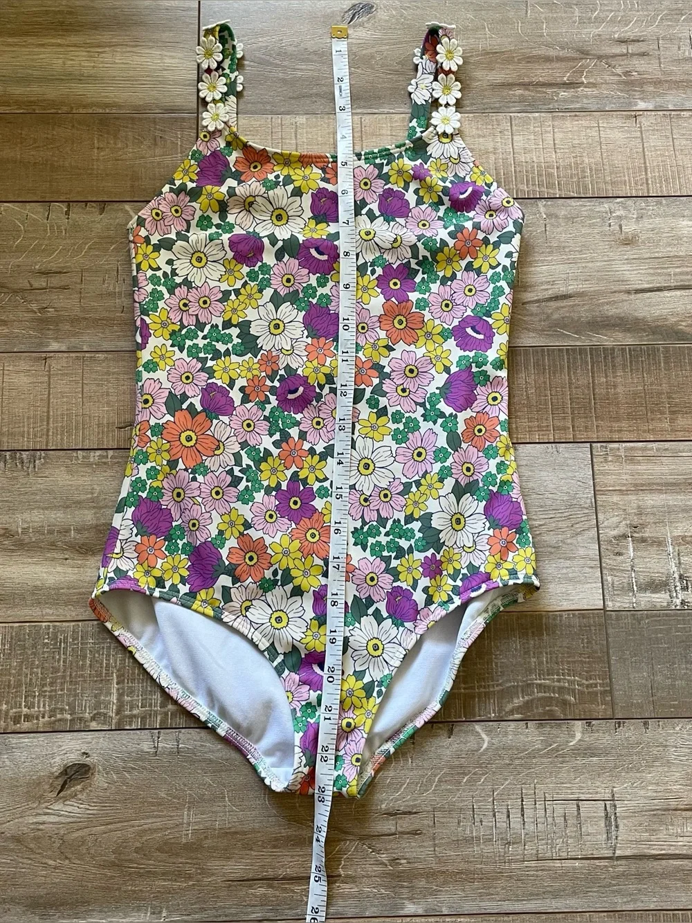 Mini Boden Girls Floral One Piece Swimsuit Daisy Strap 9-10Y Colorful Swim